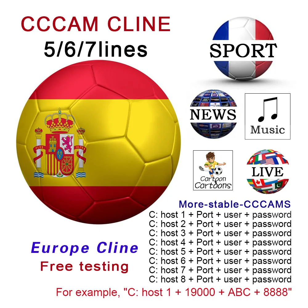 

CCCAM The Most Stable 8 line for Satellite tv Receiver 7 Clines WIFI FULL HD DVB-S2 Support V7S V8X is compatible with speaker