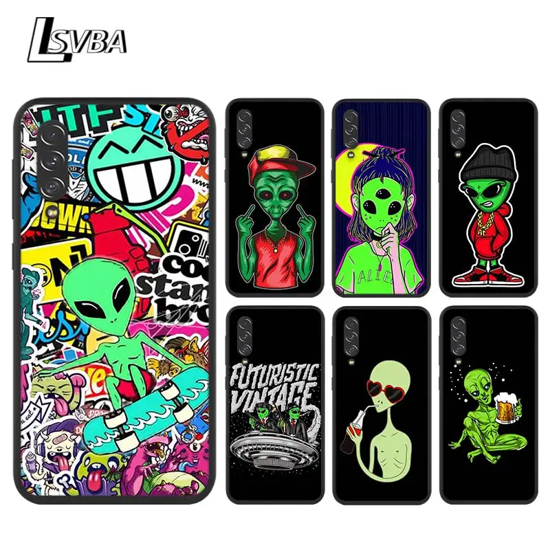 

Fashion cute alien For Samsung Galaxy A90 A80 A70 S A60 A50S A30 S A40 S A2 A20E A20 S A10S A10 E Black Soft Phone Case