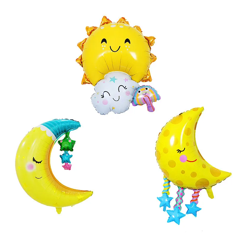 1 шт. Moon смайлик Радуга белые облака воздушные шары из фольги для детского дня