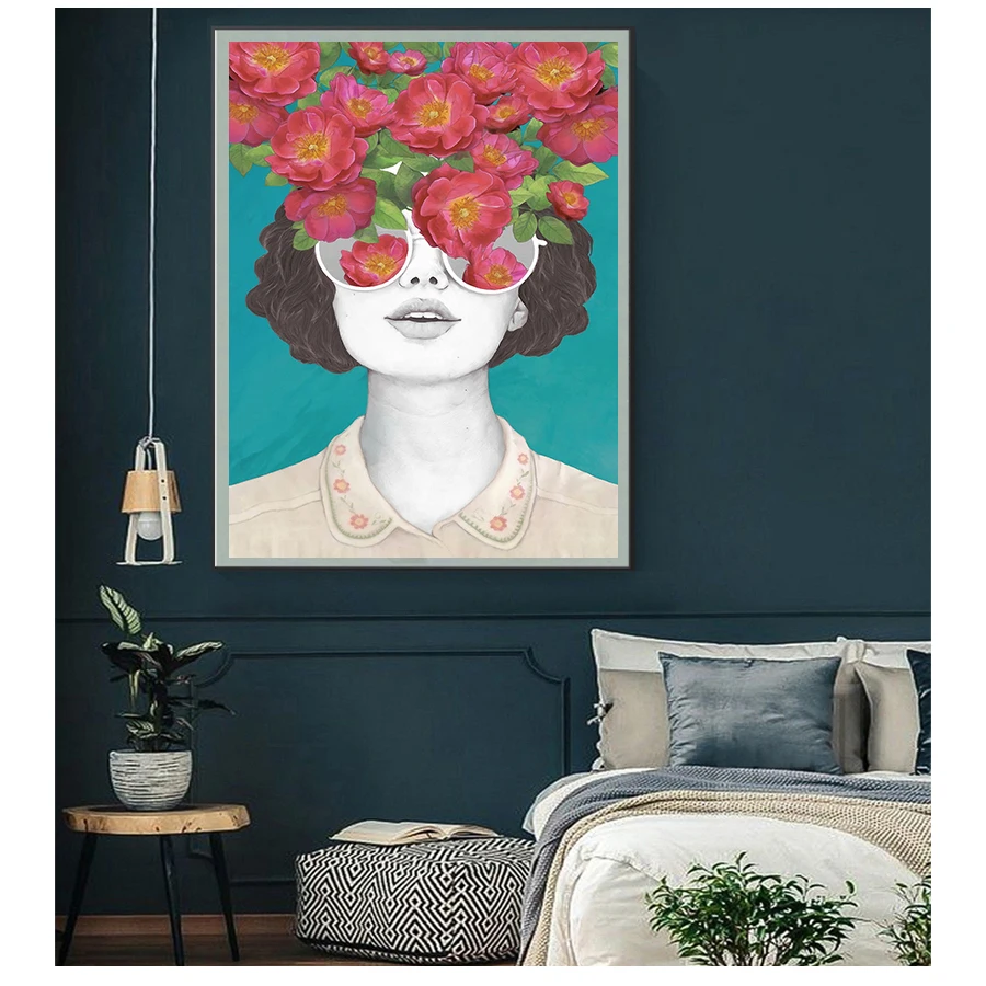 

Настенная картина с цветами на холсте, постеры и принты в скандинавском стиле, настенные картины для гостиной, Декор, абстрактная винтажная ...