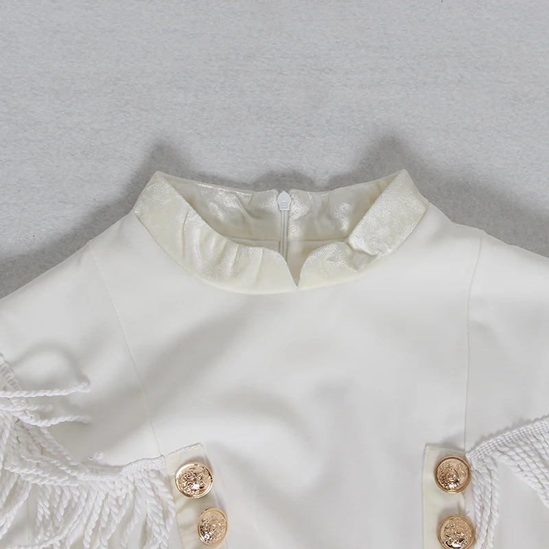 Женское платье с кисточками GALCAUR двубортное воротником-стойкой и