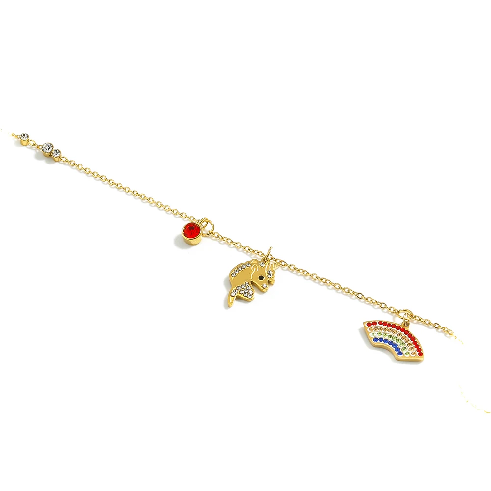 Yhpup милые разноцветные стразы Радужная подвеска ожерелье милый Единорог красота