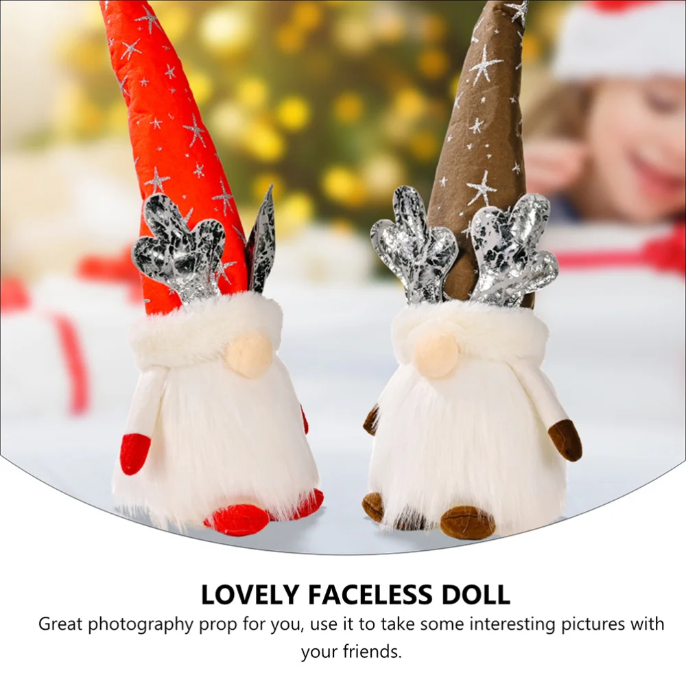 

1pc Christmas Antler Hat Rudolph Doll Glowing Faceless Doll without Battery