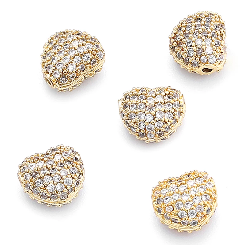 Atreus 5 шт./лот 8 мм в форме сердца мини бусины с отверстием AAA кубический цирконий