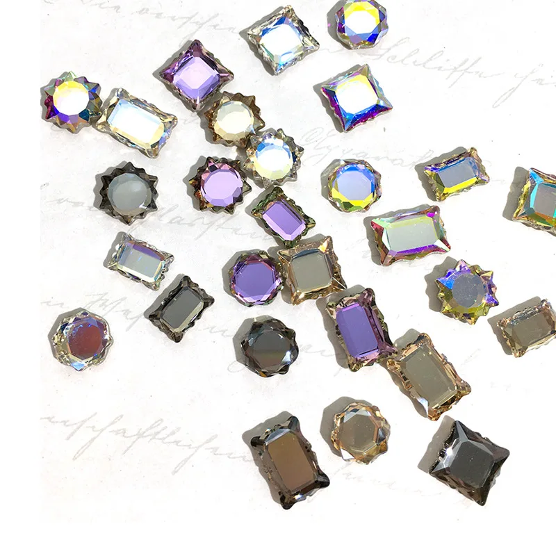 

10PCS DIY 7*10mm8*8mm Nail Art Glass Stones Boutique Magic Mirror Series Flat Diamond Jewelry Diamond&Crystal Gems Accessories#