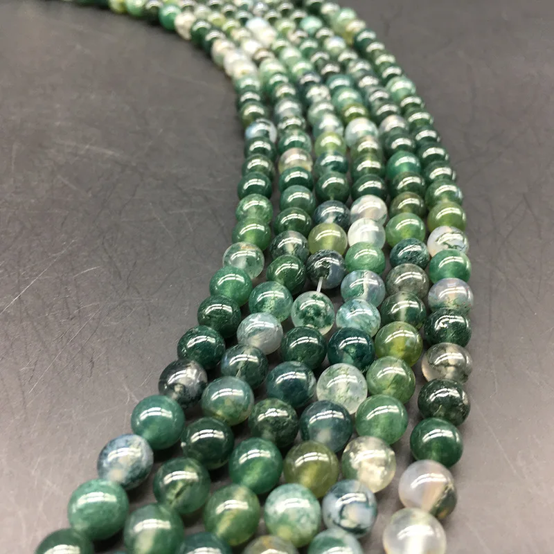 

4-12 mm Natural Moss Round Spacer Beads Green Agates Loose Beads For DIY Jewelry Making Findings Accessories Supplies Wholesale