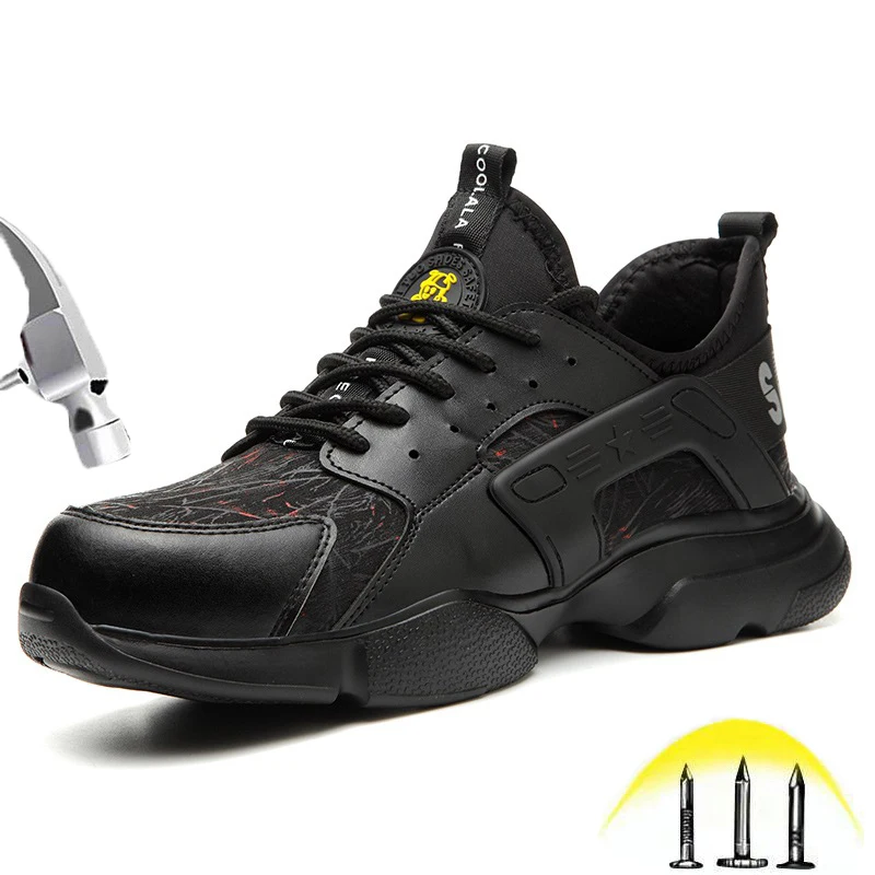 

Mens Safety Boots Male Steel toe caps Puncture Proof Soft Lightweight Breathable Construction Safety Work Shoes Indestructible