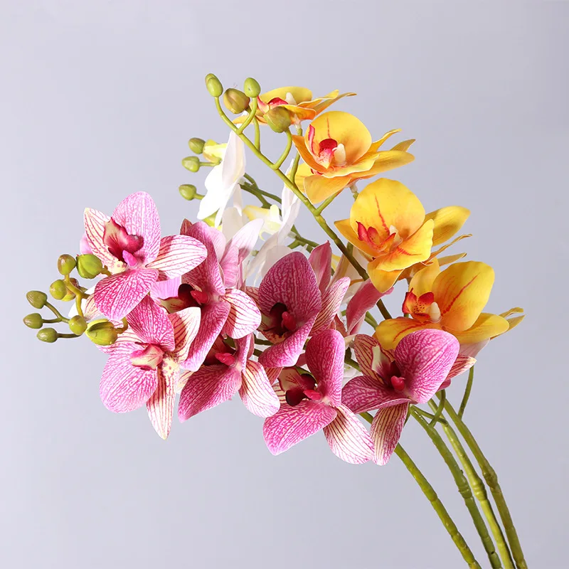 

Свадебное украшение, 3D принт, искусственный шелк, настоящие на ощупь цветы, 7 головок, Бабочка, Орхидея