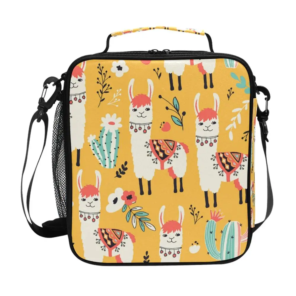 

cooler lunch bag fashionLlama And Cactus bags women waterpr hand pack thermal breakfast box portable picnic travel For children