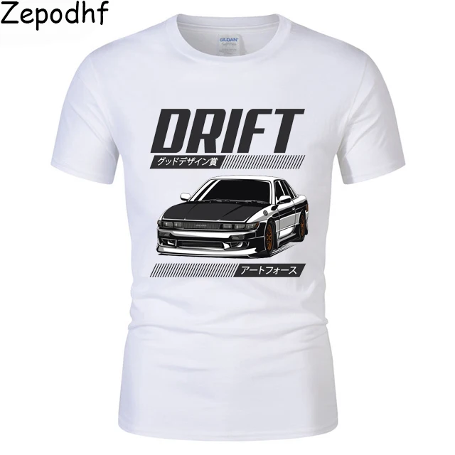 Мужская футболка с коротким рукавом и круглым вырезом принтом Nissan Skyline Silvia S13 Drift