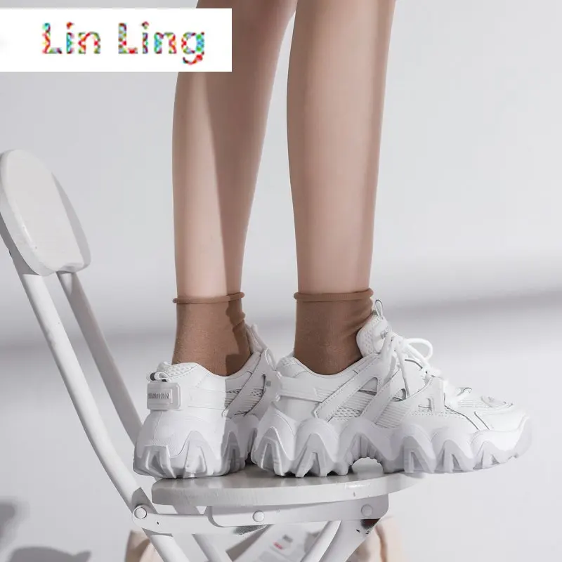 

Rimocy Autumn Breathable Sports Shoes Women Black White Chunky Platform Shoes Woman Non Slip Running Casual Shoes Ladies