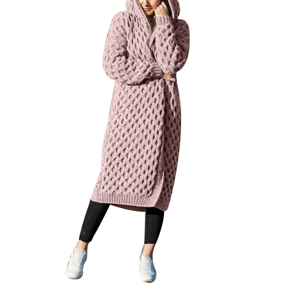 Pink Женское пальто из искусственного меха, осенне-зимнее пальто с капюшоном, куртки на молнии с длинным рукавом, плотный флисовый кардиган размера плюс, пальто - Цвет: Pink