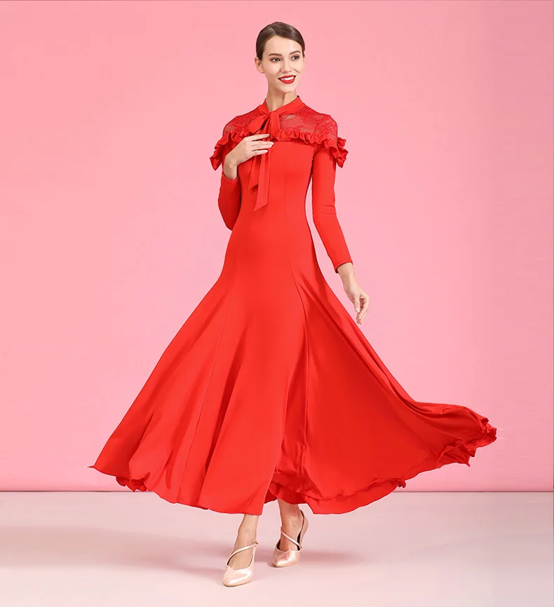 Женское платье для бальных танцев танцевальные костюмы кружевное с пышной юбкой