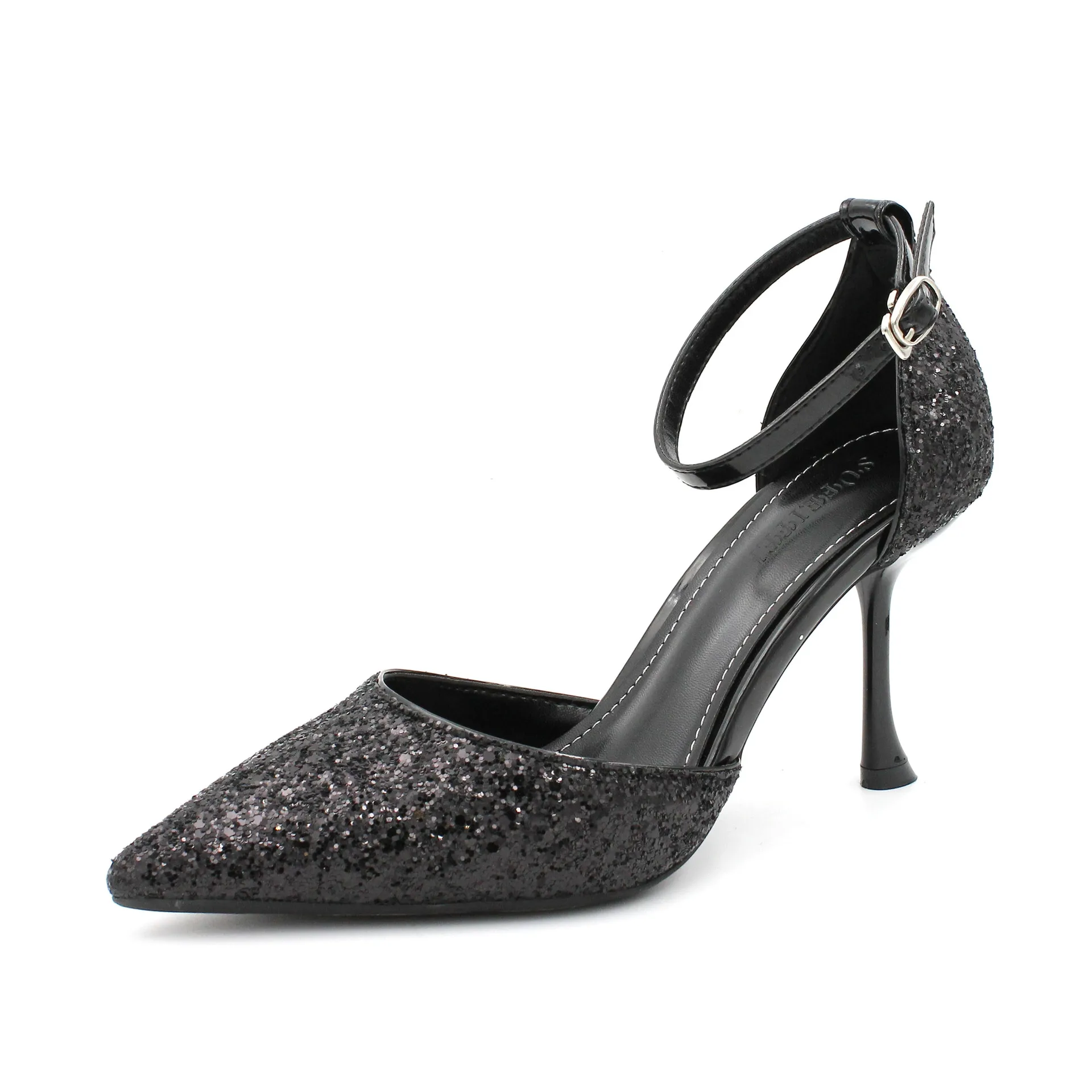 

Women's stiletto high-heeled hollow pointed shallow mouth shoes 8.5cm non-slip sequined toe high-heeled sandals wedding shoes