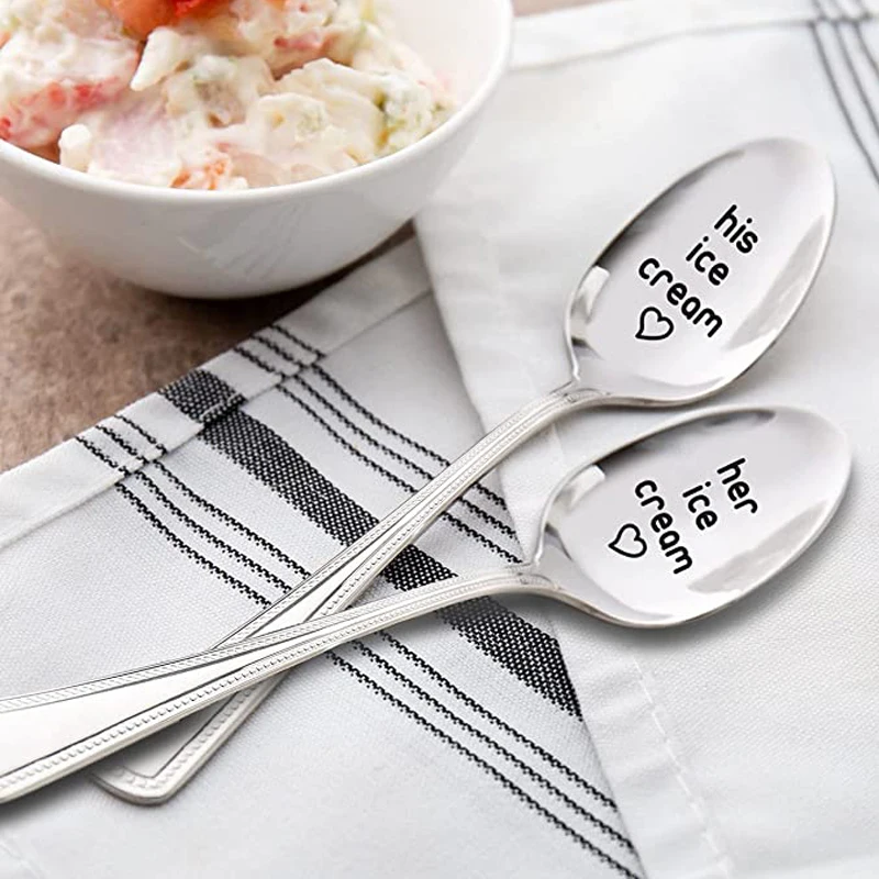 

6pcs Creative Table Dessert Spoon You Are Loved Engraved Valentines Day Gift Stainless Steel Coffee Tableware Wedding Decoration