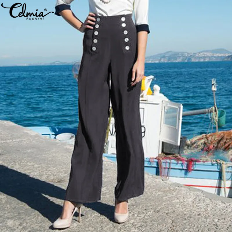 Элегантные женские брюки cellumia 2019 весна лето одноцветные с высокой талией на