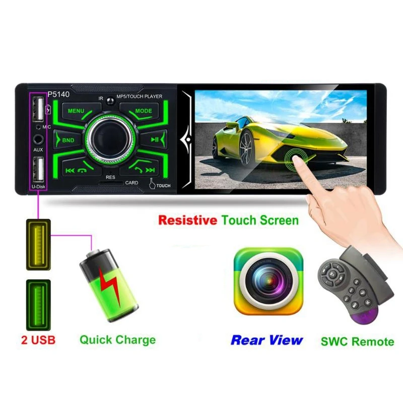 4 1 дюймовый пресс экран 1080P Bluetooth автомобильный стерео плеер Автомагнитола Rds Am/Fm