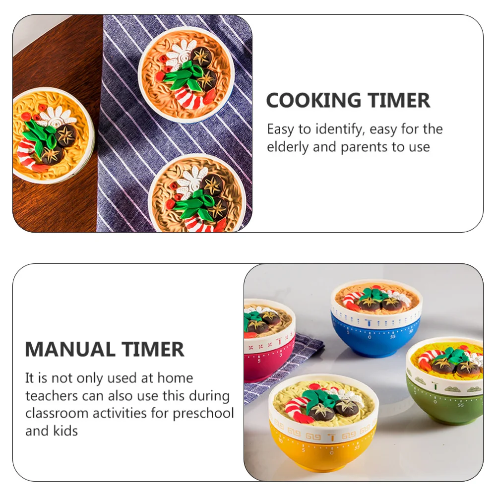 

1pc Noodles Bowl Shape Kitchen Mechanical Timer Time Manager for Home (Blue)