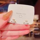 Серьги женские из серебра 925 пробы, с короной и крыльями, с жемчугом