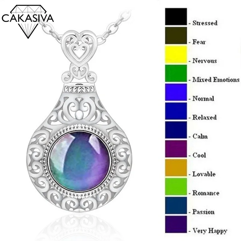 

Creative Variable Color Temperature Sensing Pendant Luxury Fashion Hollow Flower Ladies Necklace