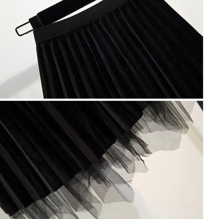 

ICHOIX Bow tie sweater 2 Piece Set Women knitted Tops and Skirt Set mesh pleated skirt Winter 2 Piece Outfits Korean set clothes