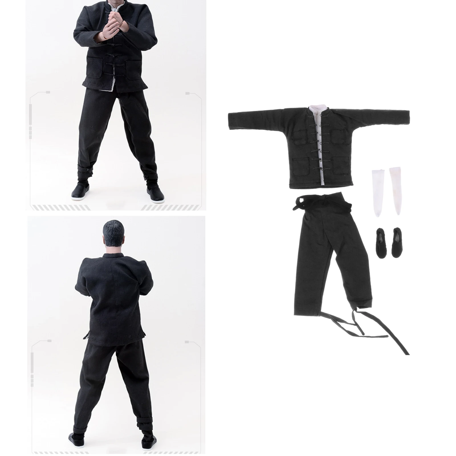 Handmade 1:6 Scale Bruce Chinese Kongfu Costum Clothes Set Tang Suit for 12 Inch Action Figure Soldier Men Accessories Parts | Игрушки и