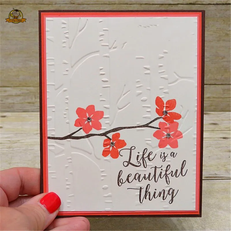 Colorful Seasons Flower Tree Die Clear Stamp and Dies Sets for Scrapbooking DIY Card Making Metal Cutting Dies and Stamps Set
