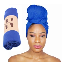 big size turban headscarf stretchy jersey african headwrap for women solid plain hair wraps female bandanas
