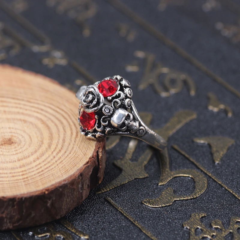 Кольцо в стиле панк неоготический цветок Хрустальное для мужчин и женщин кольца