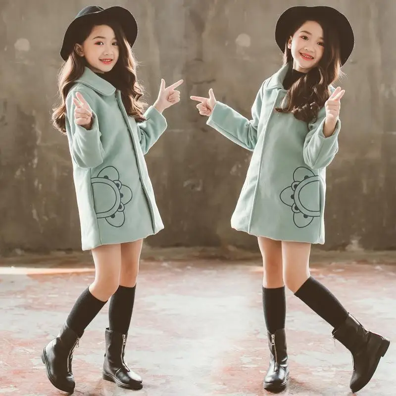 2020 детские куртки для девочек зимнее шерстяное пальто подростков осенняя куртка