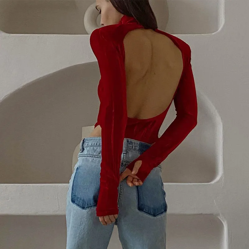 Женский комбинезон в рубчик однотонный Облегающий с длинным рукавом высоким