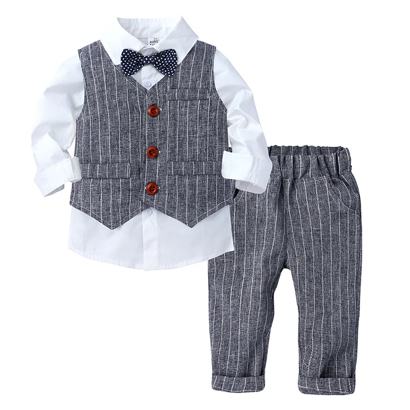 

Fashion Kids Clothes Boys Sets Spring Baby Clothes Child Boy Outfit Long Sleeve Shirt+Vest+Pants Children's Clothing 1-4Years