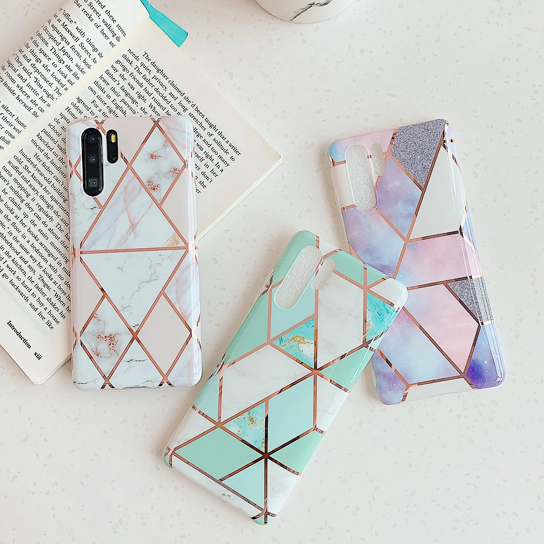 Геометрический глянцевый чехол для телефона Huawei Honor P20 P30 Nova 3e 4e Mate 20 Pro Lite защитный