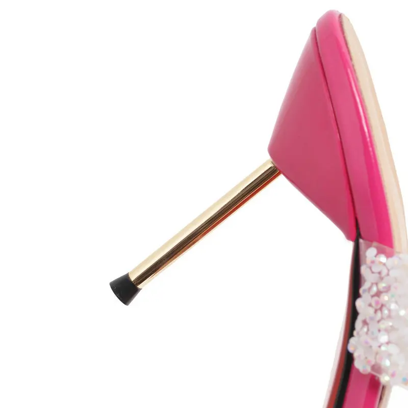 

New Women Shoes patent Leather slippers Thin High Heels Pointed Toe Sandals Glitter Ladies Sandals 2018 Summer wedding shoes