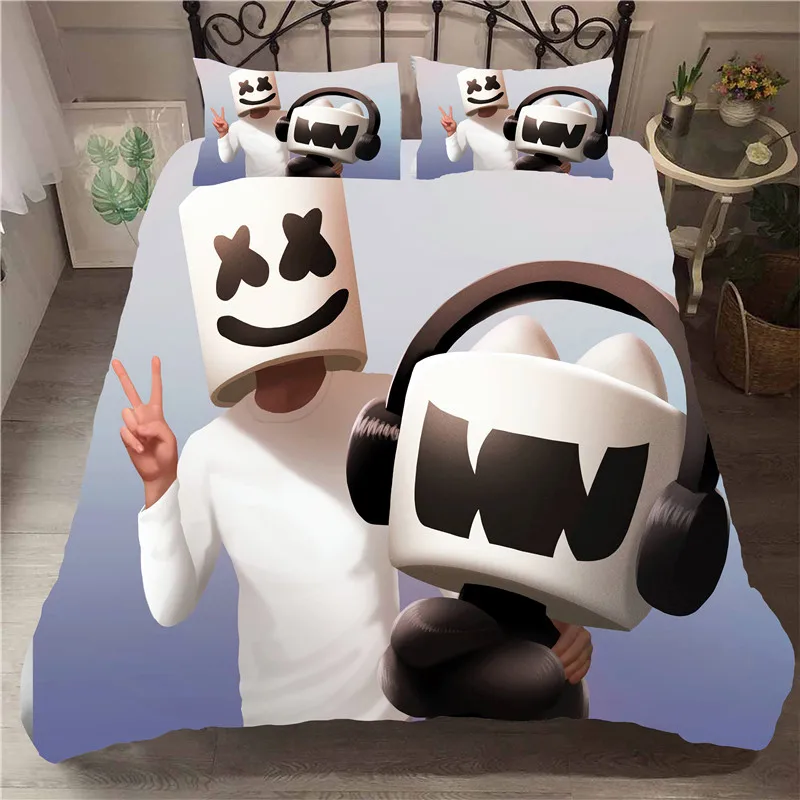 DJ влюбленных Украшения в спальню 3D Marshmello узор пододеяльник наволочка Постельное