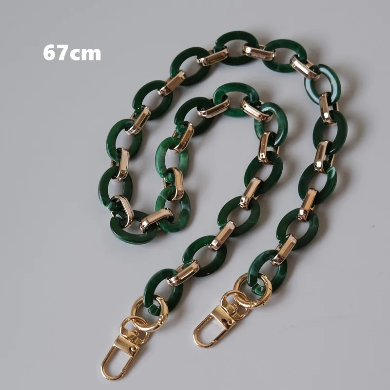 

New Fashion Woman Bags Accessories Chain Green Brown Acrylic Metal Chain Luxury Bag Strap Women Shoulder Clutch Handle Chain Hot
