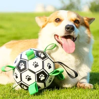 dog toys dog football with straps for interactive fetch tug games durable dog ball toy for water garden outdoors