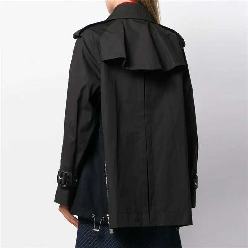 Женская свободная куртка и пальто BF осенняя двубортная с отложным воротником в