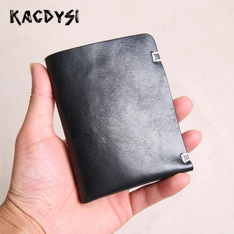 Короткий кошелек ручной работы из натуральной воловьей кожи для мужчин и женщин