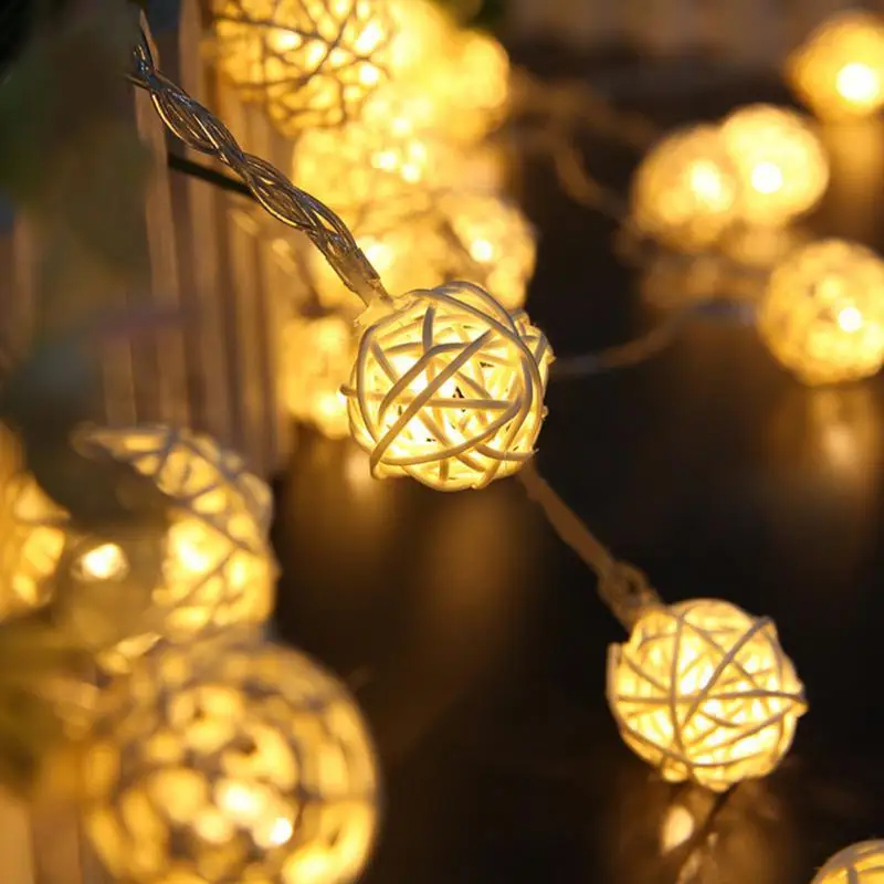 4 м 20 светодиодная гирлянда из ротанга с шариком Рождественская для сада свадьбы