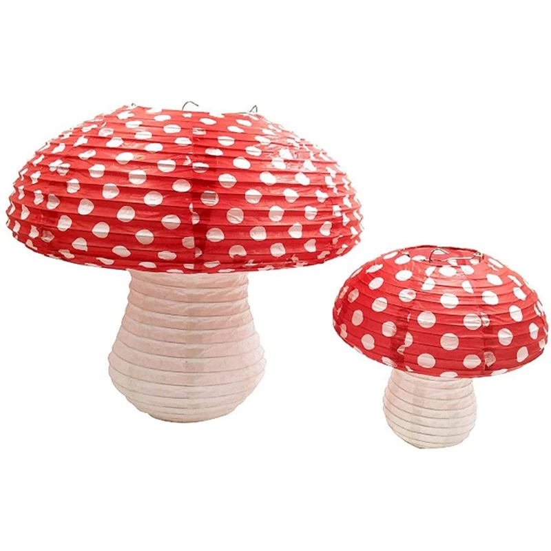 

1Pc Large/Small Mushroom Shaped Paper Lanterns for Birthday Party Decor Hanging 3D M