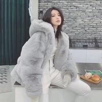 2021 fashion faux fur coat winter womens casual hooded slim long sleeve faux fox leather winter jacket ins hot