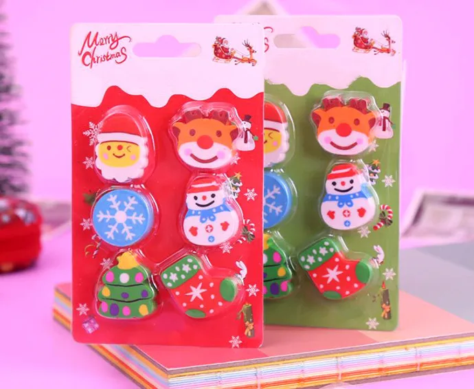 

6pcs/set Creative Christmas Erasers Clean Suitable For Student Pencil Writing To Eraser Kawaii Eraser Gift For Kids（ss-849）