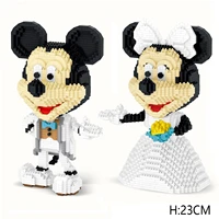 2022 disney cartoon mickey mouse diamond building blocks minnie mouse wedding dress micro brick figures toys for christmas gift