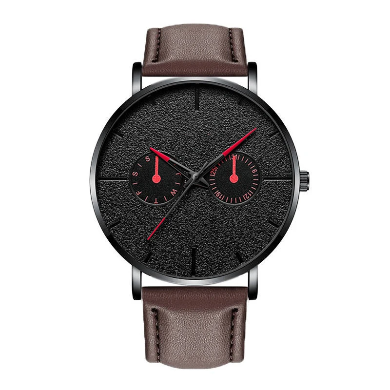 L brown red Модные мужские Бизнес минималистичные часы Роскошные черные кварцевые часы с календарем из нержавеющей стали с сетчатым ремешком аналоговые часы Montre Homme - Цвет: L brown red