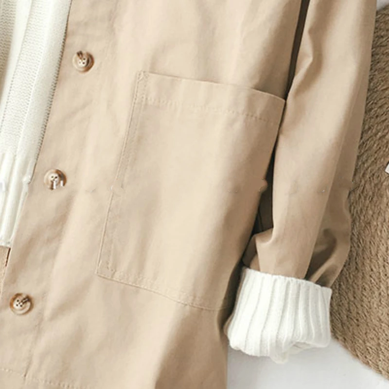

Trench Women Retro Fashion Spring All-match Minimalist Pure Femme Stylish Daily Single Breastd Coats Pockets New Soft Chic Tops