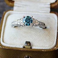 delicate sea blue diamond engagement wedding anniversary womens set ring size 6 10