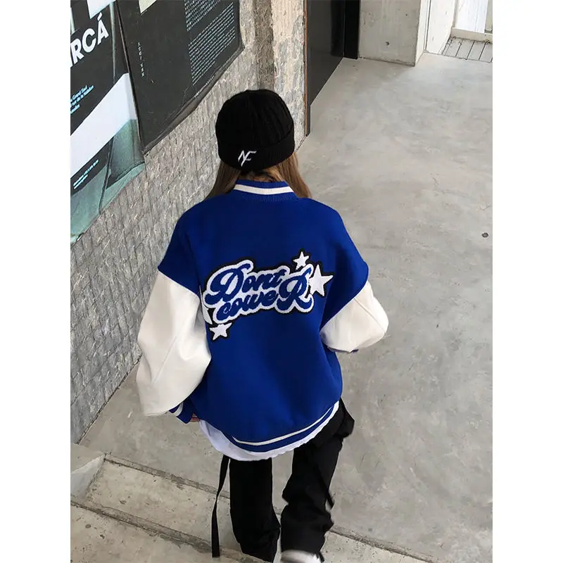 

Baseball clothing women's 2021 spring and autumn new Korean style loose stitching coat coat