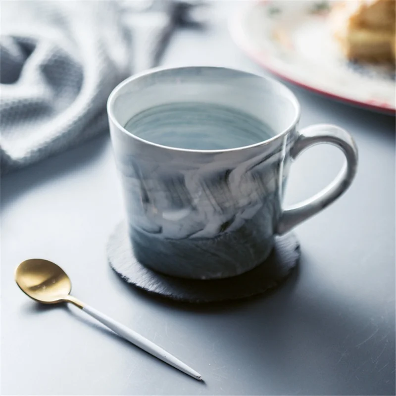 

ZL 10/15/20cm New Slate Stone Coasters Round Black Natural Edge Stone Drink Coaster Pad Serving Plate