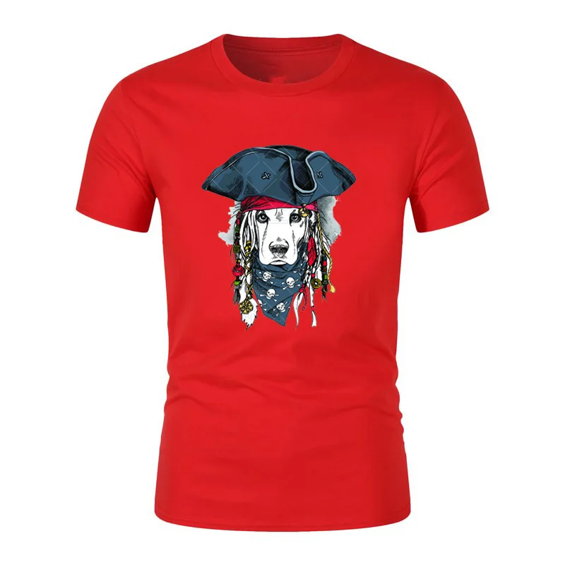 

T-Shirts Men's Summer Printing Pirate Dog Cotton Casual O-Neck Sports Short Sleeve T-Shirt Harajuku Graphic Streetwear Tees Tops